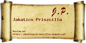 Jakatics Priszcilla névjegykártya